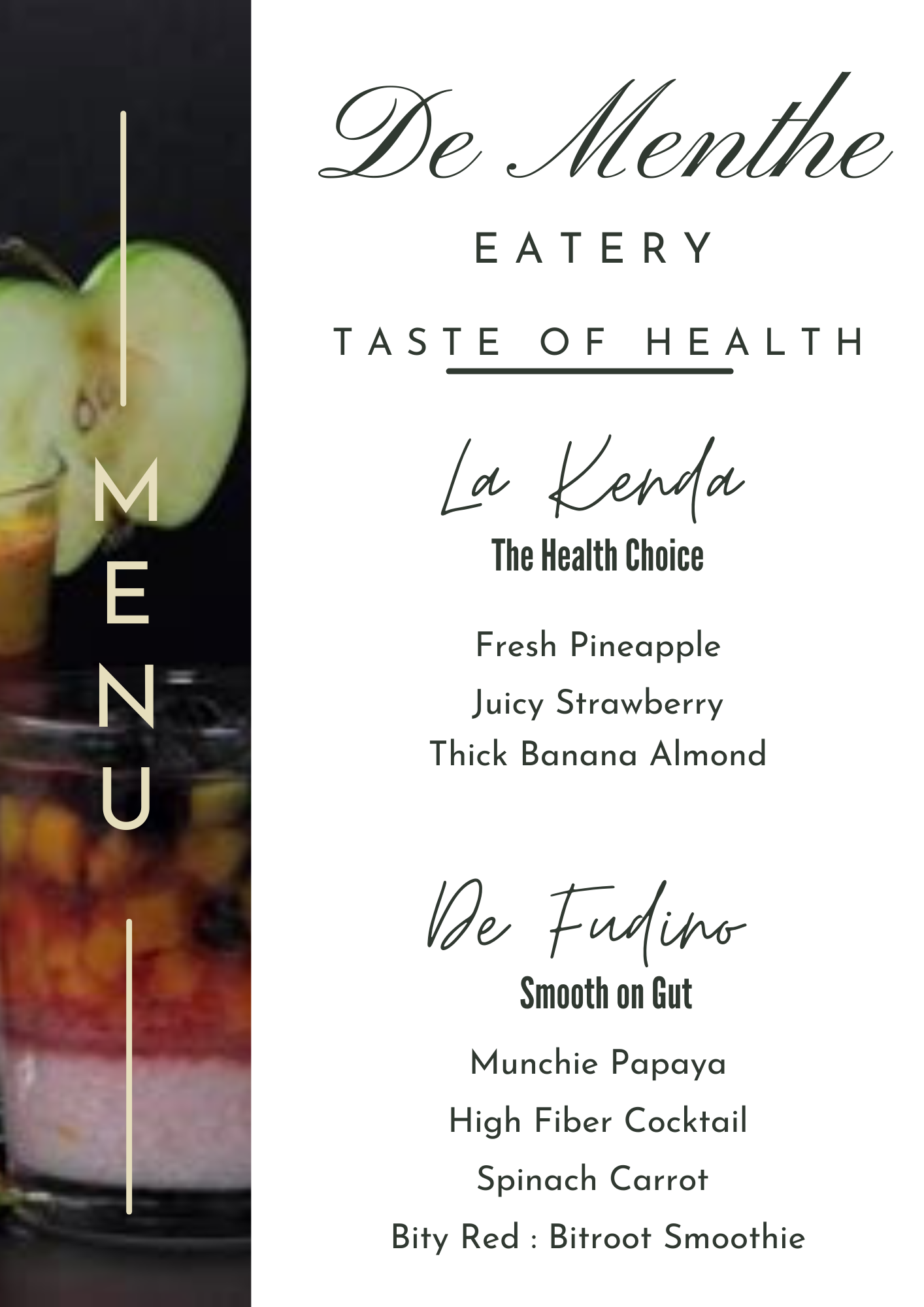 De Menthe Eatery Main Menu